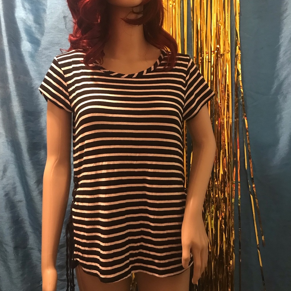 Moa Moa Black & White Striped Top